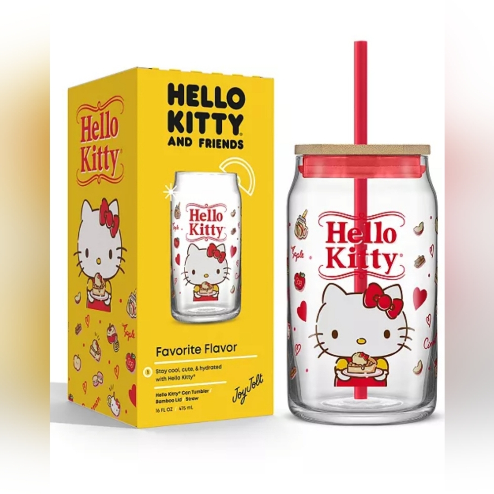 Hello Kitty Glass Tumbler with Straw